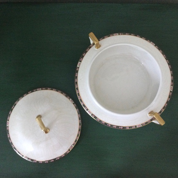 Antique 1920s HOMER LAUGHLIN Covered Serving Dish – Gold Trim Crackled Glaze EUC - Picture 6 of 16